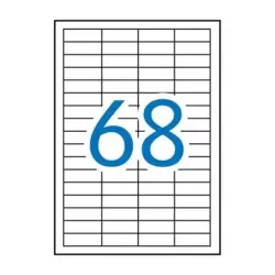 Apli Pack de 6.800 Etiquetas Rectangulares 48,5x16,9mm - 100 Hojas por 68 Etiquetas - Adhesivo Permanente - Cantos Rectos - Colo