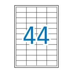 Apli Pack de 4.400 Etiquetas Rectangulares 48.5x25.4mm - 100 Hojas por 44 Etiquetas - Adhesivo Permanente - Cantos Rectos - Colo