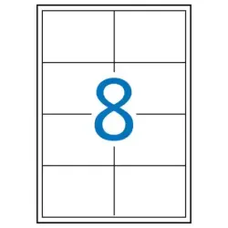 Apli Pack de 800 Etiquetas Rectangulares 97x67,7mm - 100 Hojas por 8 Etiquetas - Adhesivo Permanente - Cantos Rectos - Color Bla