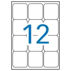 Apli Pack de 1.200 Etiquetas 63,5x72mm - 100 Hojas por 12 Etiquetas - Adhesivo Permanente - Cantos Romos - Color Blanco | Ahorro