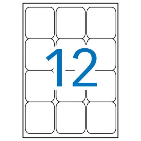 Apli Pack de 1.200 Etiquetas 63,5x72mm - 100 Hojas por 12 Etiquetas - Adhesivo Permanente - Cantos Romos - Color Blanco | Ahorro