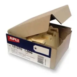 Apli Pack de 1000 Etiquetas con Arandela para Colgar 80 x 38mm - Color Crema | Ahorro Imprimiendo