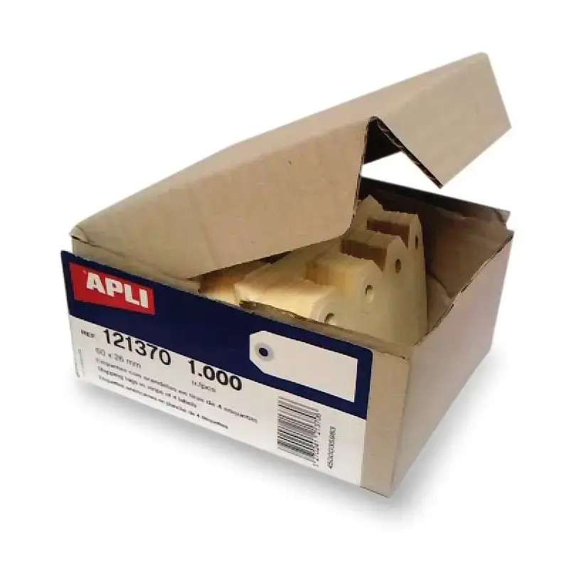 Apli Pack de 1000 Etiquetas con Arandela para Colgar 80 x 38mm - Color Crema | Ahorro Imprimiendo