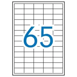 Apli Pack de 6.500 Etiquetas Rectangulares 38 x 21.2mm - 100 Hojas por 65 Etiquetas - Adhesivo Removible - Cantos Rectos - Color