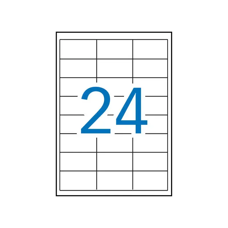 Apli Pack de 12.000 Etiquetas Rectangulares 64.6x33.8mm - 500 Hojas por 24 Etiquetas - Adhesivo Permanente - Cantos Rectos - Col