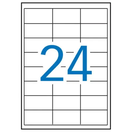 Apli Pack de 12.000 Etiquetas Rectangulares 64.6x33.8mm - 500 Hojas por 24 Etiquetas - Adhesivo Permanente - Cantos Rectos - Col