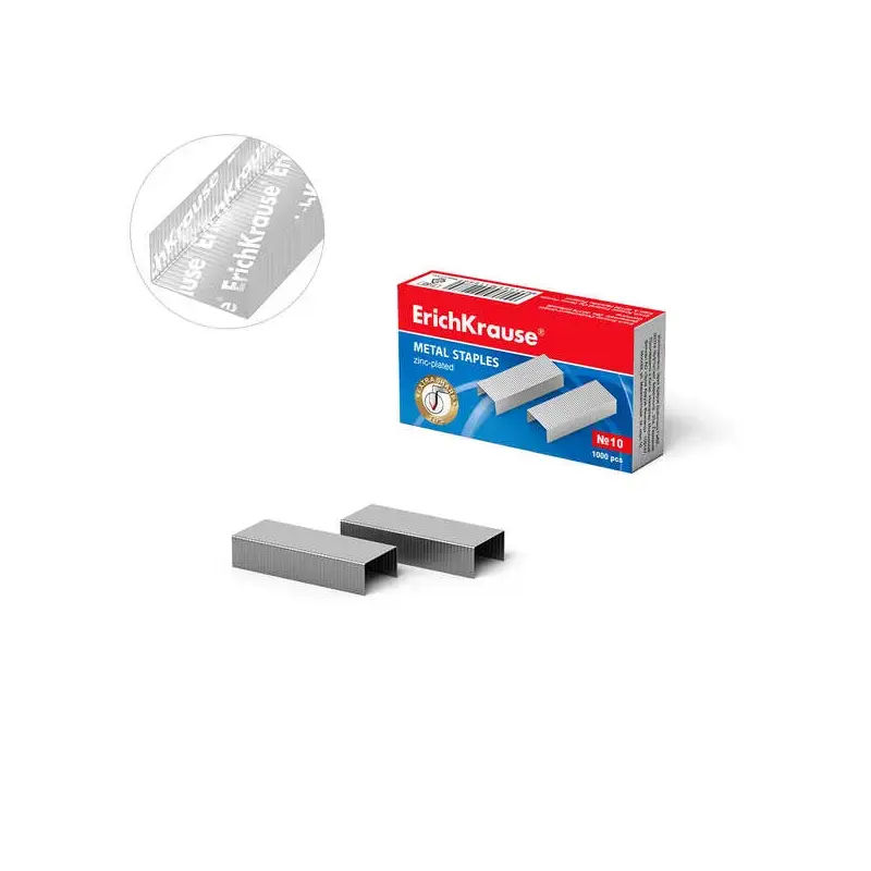 Erichkrause Caja de 1000 Grapas Galvanizadas Nº 10 - Grapan hasta 20 Hojas - Alta Calidad y Resistencia Mejorada - Resistente a