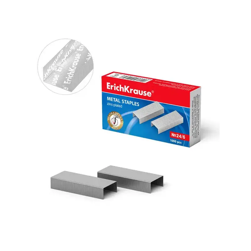 Erichkrause Caja de 1000 Grapas 24/6 Galvanizadas - Alambre de Acero - Alta Calidad - Resistente a la Corrosion | Ahorro Imprimi