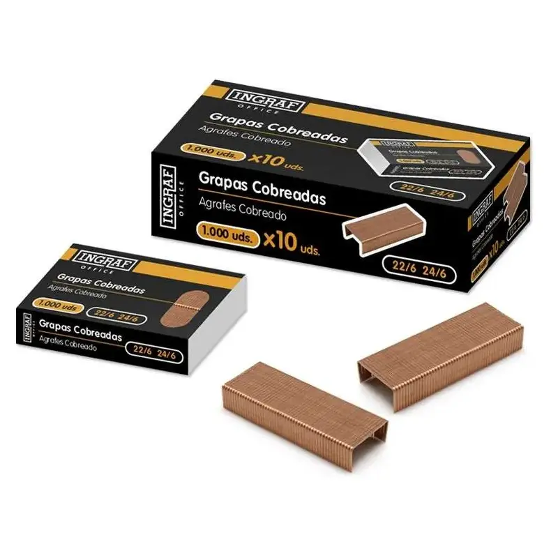 Ingraf Caja de 1000 Grapas 22/6 - Alambre de Alta Calidad - Cobreadas | Ahorro Imprimiendo