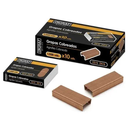 Ingraf Caja de 1000 Grapas 22/6 - Alambre de Alta Calidad - Cobreadas | Ahorro Imprimiendo
