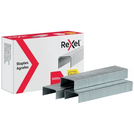 Rexel Caja de 1000 Grapas 26/6 Nº56 - Hasta 20 Hojas - Acero de Alta Calidad - Patilla de 6mm | Ahorro Imprimiendo