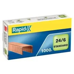 Rapid Confort Caja de 1000 Grapas 24/6 - Hasta 20 Hojas - Alambre Flexible Cobreado - Patilla de 6mm | Ahorro Imprimiendo