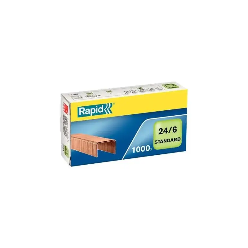 Rapid Confort Caja de 1000 Grapas 24/6 - Hasta 20 Hojas - Alambre Flexible Cobreado - Patilla de 6mm | Ahorro Imprimiendo