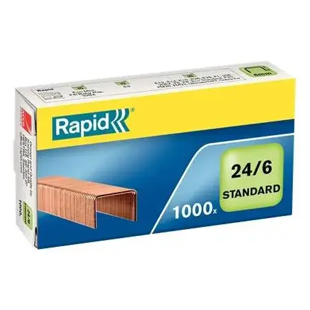 Rapid Confort Caja de 1000 Grapas 24/6 - Hasta 20 Hojas - Alambre Flexible Cobreado - Patilla de 6mm | Ahorro Imprimiendo