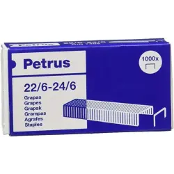 Petrus Grapas 22/6 Galvanizadas - Hasta 30 Hojas - Caja de 1000 Grapas - Patilla de 6mm | Ahorro Imprimiendo