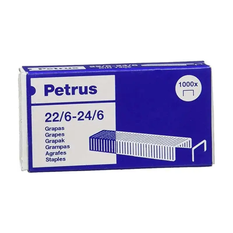 Petrus Grapas 22/6 Galvanizadas - Hasta 30 Hojas - Caja de 1000 Grapas - Patilla de 6mm | Ahorro Imprimiendo