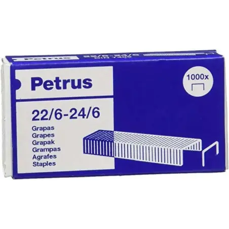 Petrus Grapas 22/6 Galvanizadas - Hasta 30 Hojas - Caja de 1000 Grapas - Patilla de 6mm | Ahorro Imprimiendo