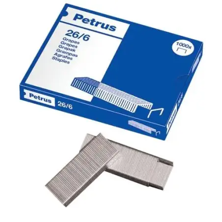 Petrus Caja de 1000 Grapas 26/6 Galvanizadas - Grapa hasta 30 Hojas - Patilla de 6mm | Ahorro Imprimiendo
