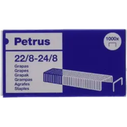 Petrus Caja de 1000 Grapas 22/8-24/8 Cobreadas - Hasta 40 Hojas - Patilla de 8mm | Ahorro Imprimiendo