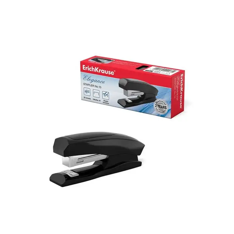Erichkrause Elegance Grapadora de Sobremesa para Grapas Nº10 - Grapa hasta 20 Hojas - Quitagrapas Incorporado - Grapado Cerrado