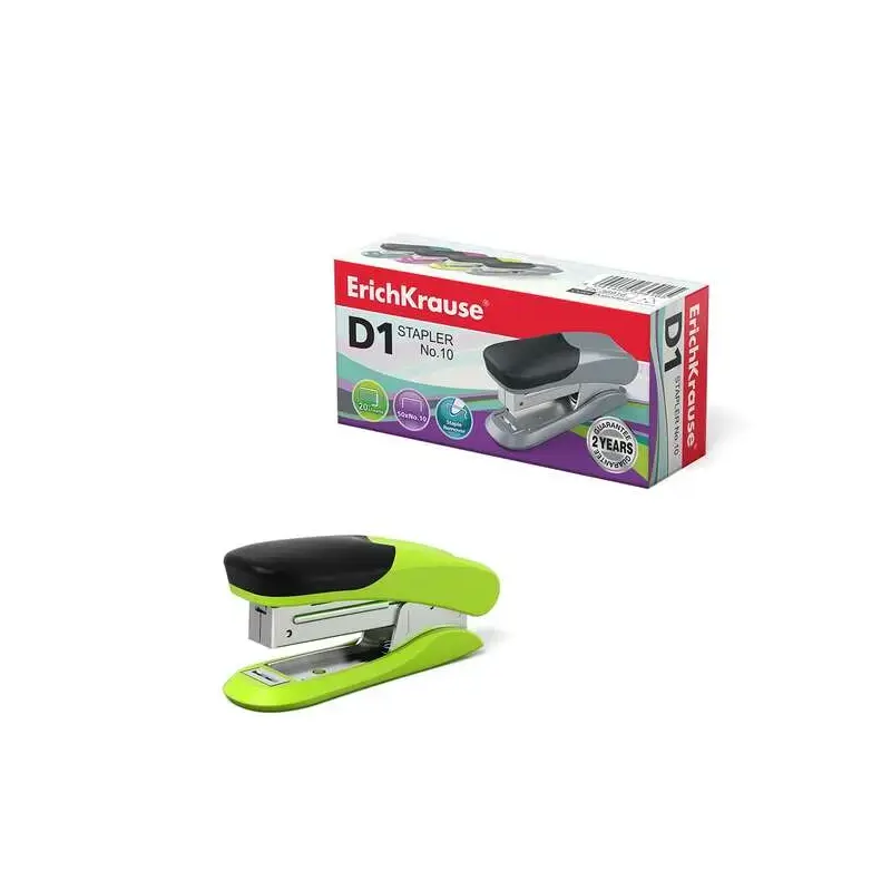 Erichkrause Grapadora №10 D1 - Hasta 20 Hojas - Plastico Resistente a Golpes - Mecanismo de Acero de Alta Calidad - Color/Diseño