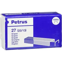 Petrus Caja de 1000 Grapas 23/13 Cobreadas - Hasta 100 Hojas - Patilla de 13mm | Ahorro Imprimiendo