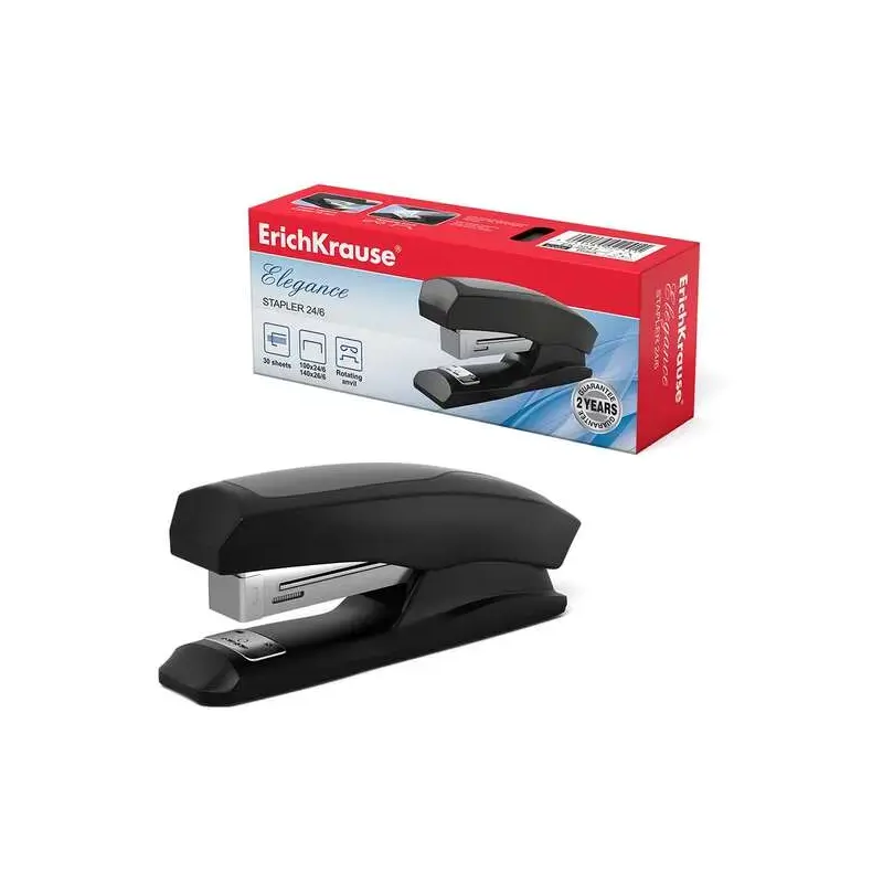 Erichkrause Elegance Half-Strip Grapadora de Sobremesa - Grapa hasta 30 Hojas - Grapado Abierto y Cerrado - Admite Grapas 24/6 y