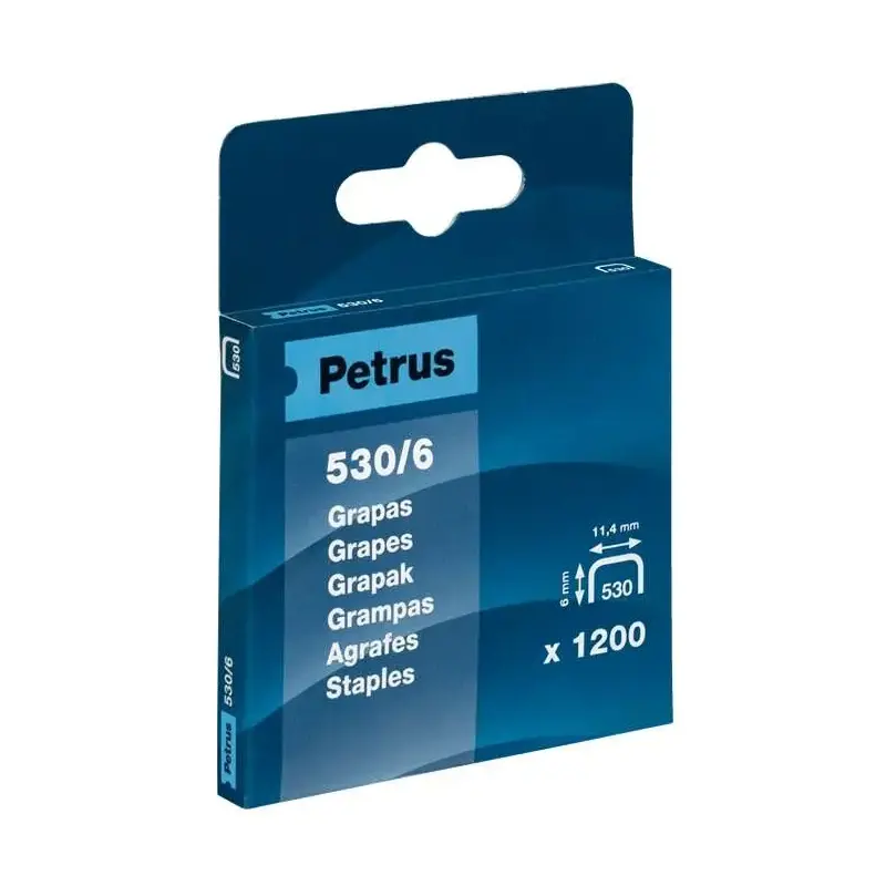 Petrus Caja de 1200 Grapas 530/6 Cobreadas para Clavadora - Patilla de 6mm | Ahorro Imprimiendo
