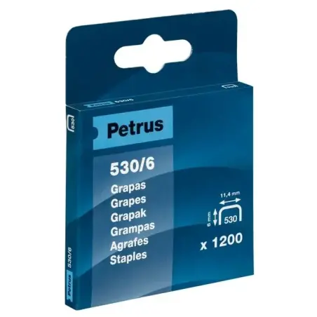 Petrus Caja de 1200 Grapas 530/6 Cobreadas para Clavadora - Patilla de 6mm | Ahorro Imprimiendo