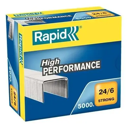 Rapid Strong Caja de 5000 Grapas 24/6 - Hasta 30 Hojas - Alambre Reforzado Galvanizado - Patilla de 6mm | Ahorro Imprimiendo