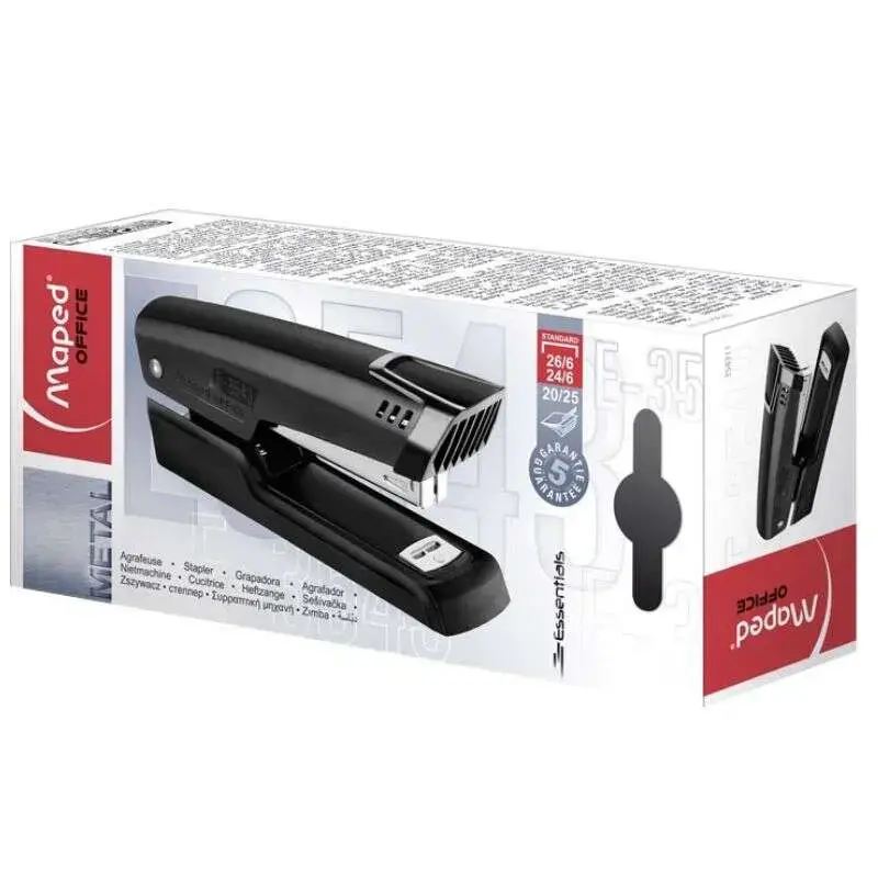 Maped Essentials Half Strip Grapadora de Sobremesa - Hasta 20 Hojas a la vez - Admite Grapas 22/6 24/6 26/6 - Grapado Cerrado -