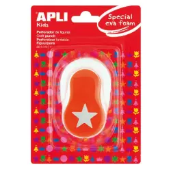 Apli Perforadora Estrella - Figura de 25.4mm - Perfora Papel, Carton, Cartulina y Goma Eva de Hasta 2mm - Deposito de Facil Aper