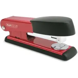 Rapesco Bowfin Grapadora Metalica de Sobremesa - Hasta 25 Hojas - Grapas 26/6, 24/6 - Grapado Cerrado y Abierto - Color Rojo/Neg