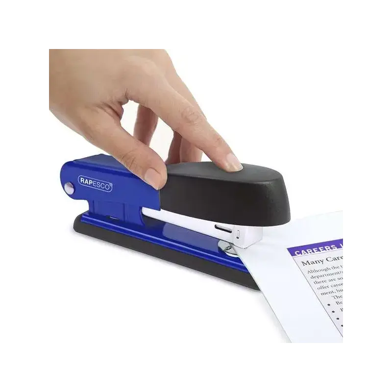 Rapesco Bowfin Grapadora Metalica de Sobremesa - Hasta 25 Hojas - Grapas 26/6, 24/6 - Grapado Cerrado y Abierto - Color Azul/Neg
