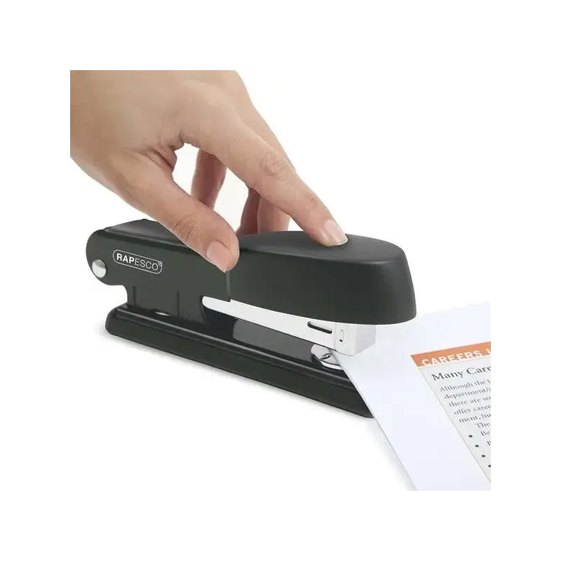 Rapesco Bowfin Grapadora Metalica de Sobremesa - Hasta 25 Hojas - Grapas 26/6, 24/6 - Grapado Cerrado y Abierto - Color Negro |