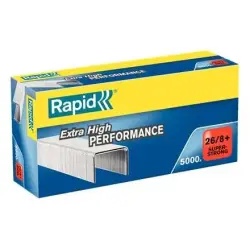 Rapid Super Strong Caja de 5000 Grapas 26/8+ - Hasta 50 Hojas - Alambre Galvanizado Superreforzado - Patilla de 8,5mm | Ahorro I
