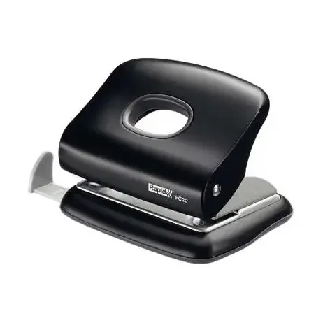 Rapid FC20 Taladro Perforador - Hasta 20 Hojas - Facil Vaciado - Punzones 5.5mm - Color Negro | Ahorro Imprimiendo