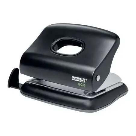 Rapid Eco Taladro Perforador - Perfora hasta 20 Hojas - Facil Vaciado - Punzones 5.5mm - Fabricado con un 74% de Plastico Recicl