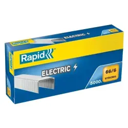 Rapid Strong Caja de 5000 Grapas 66/6 Electric - Para Grapar hasta 20 Hojas - Alambre Reforzado Galvanizado - Patilla de 6mm | A