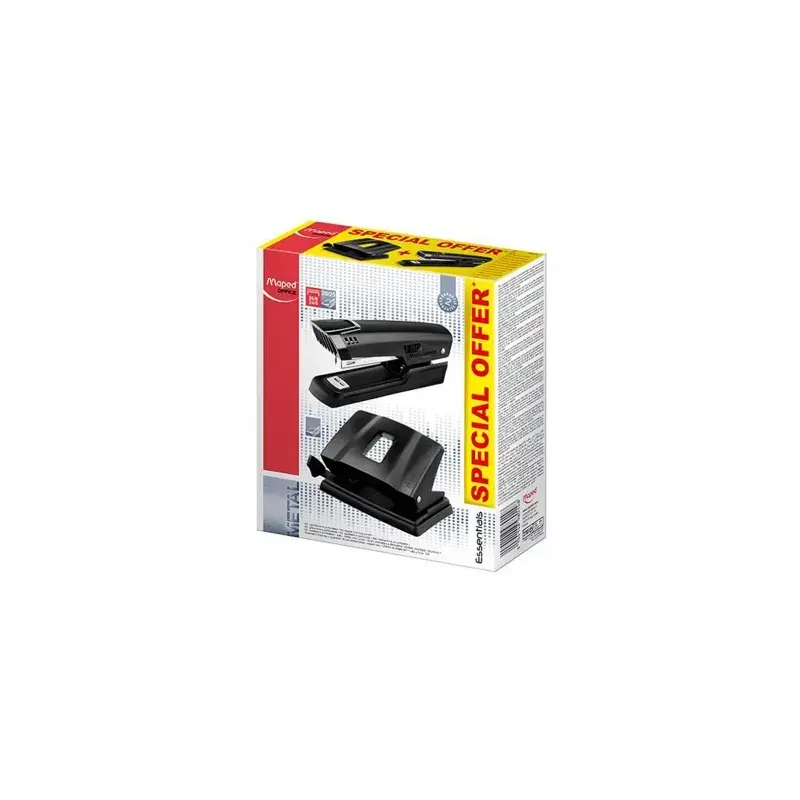 Maped Essentials Metal Pack de Grapadora Metalica E3543 + Taladro Metalico E4024 - Grapa hasta 25 Hojas a la Vez - Admite Grapas