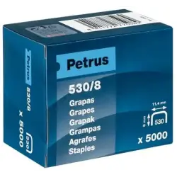Petrus Caja de 5000 Grapas 530/8 Cobreadas para Clavadora - Patilla de 8mm | Ahorro Imprimiendo