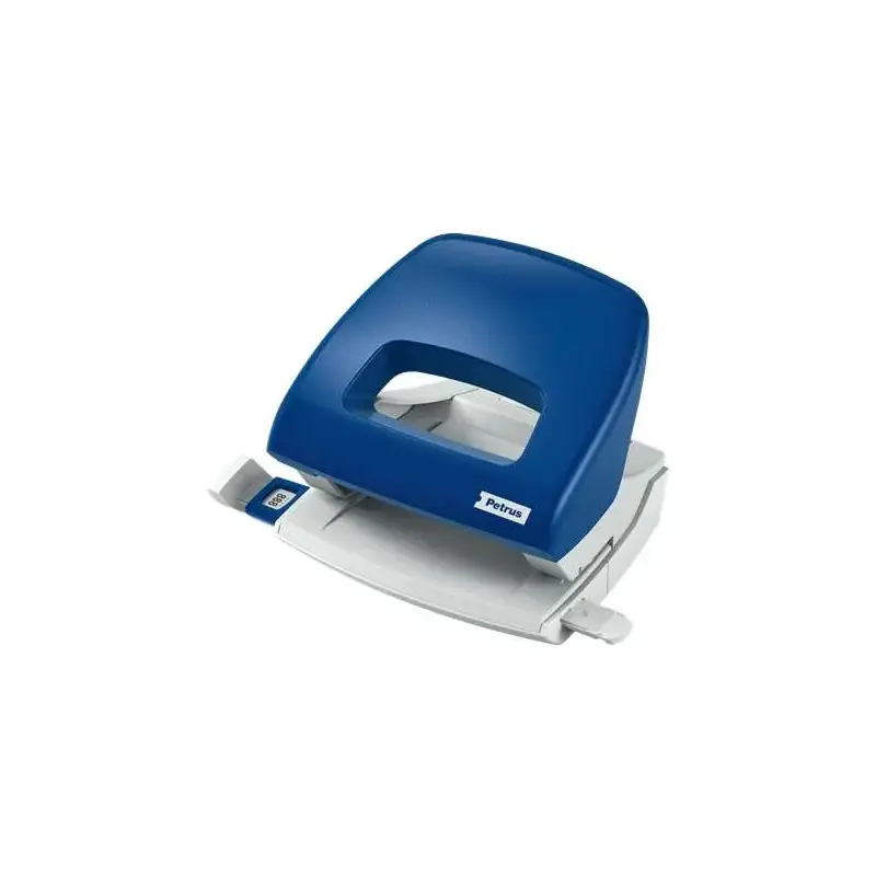 Petrus 80 Taladro Perforador Pequeño - Hasta 16 Hojas - Marcas de Formato - Facil Vaciado - Punzones 5.5mm - Color Azul | Ahorro