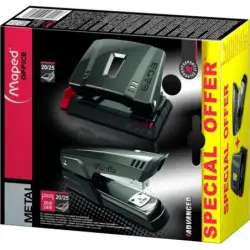 Maped Pack de Grapadora Metalica A3545 + Taladro Metalico A6203 - Grapa hasta 25 Hojas a la Vez - Admite Grapas 24/6 y 26/6 - Pe