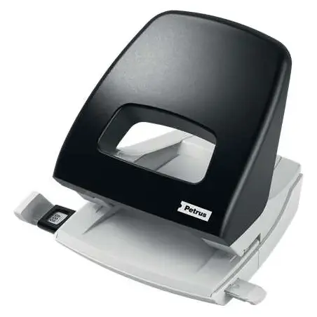 Petrus 85 Taladro Perforador - Hasta 25 Hojas - Marcas de Formato - Facil Vaciado - Punzones 5.5mm - Color Negro | Ahorro Imprim