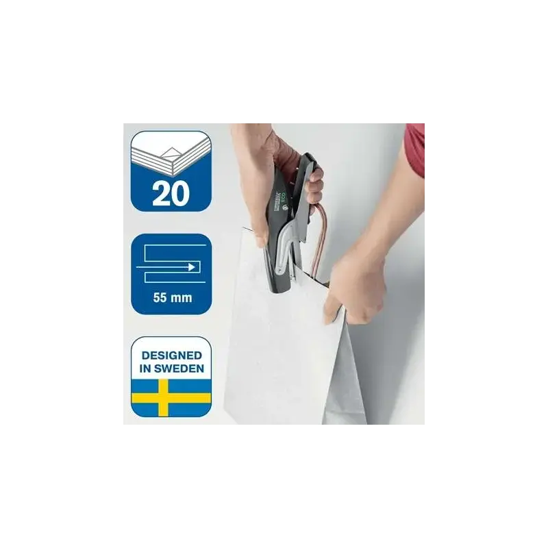 Rapid ECO Grapadora de Tenaza - Fabricadas con un 81% de Plastico Reciclado - Hasta 20 Hojas - Para Grapas 24/6, 26/6 - Grapado