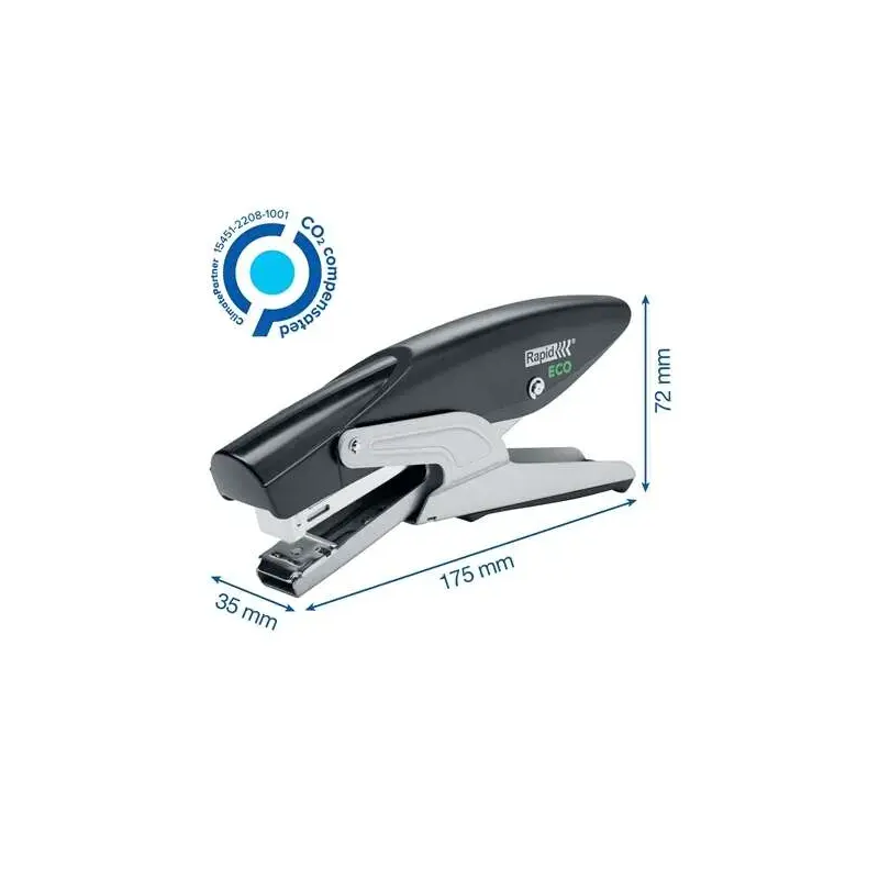 Rapid ECO Grapadora de Tenaza - Fabricadas con un 81% de Plastico Reciclado - Hasta 20 Hojas - Para Grapas 24/6, 26/6 - Grapado
