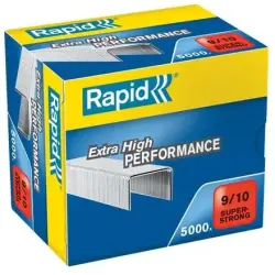 Rapid Super Strong Caja de 5000 Grapas 9/10 - De 40 a 70 Hojas - Alambre Galvanizado Superreforzado - Patilla de 10mm | Ahorro I