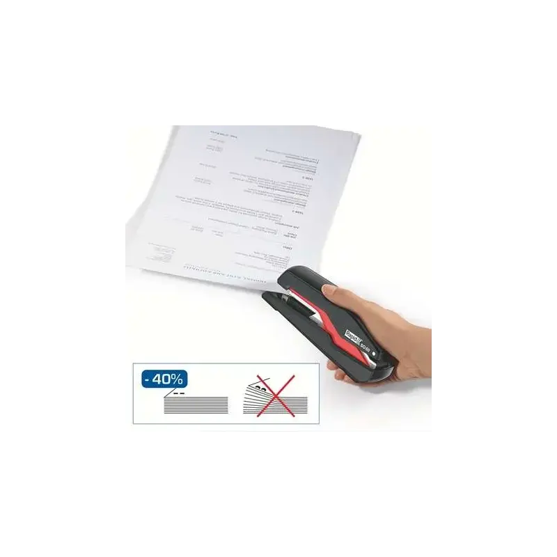 Rapid Supreme SO60 Grapadora de Sobremesa - Hasta 60 Hojas - Para Grapas 24/6-8+, 26/6-8+ - Grapado Plano - Color Negro/Rojo | A