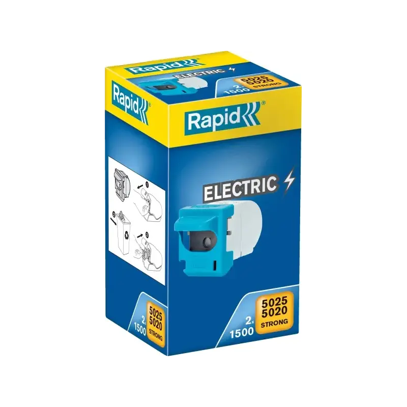 Rapid R5025 Pack de 2 Cartuchos de 1.500 Grapas cada Uno - Grapa hasta 25 Hojas de Papel - Carga Facil - Patentado - Reemplazo d