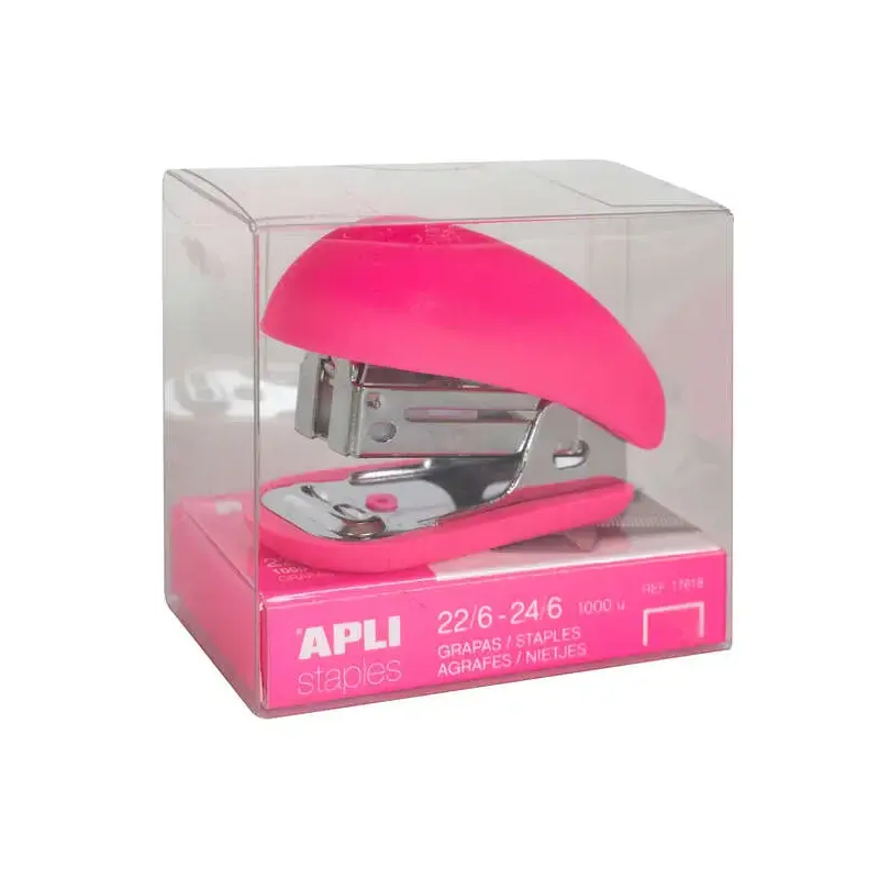 Apli Expositor de 16 Grapadoras Fluor Collection - Utiliza Grapas 22/6-24/6 - Incluye 1000 Grapas por Grapadora - Colores Fluor